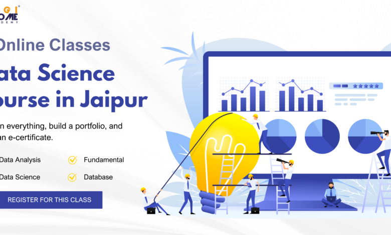 Blue and White Modern Illustration Online Classes Data Science Banner Data Science Course in Jaipur: Launch Your Career in a High-Demand Field